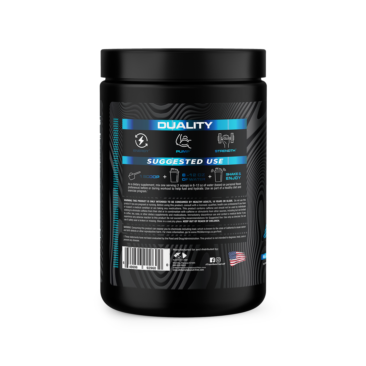 Duality Blue Raspberry Bottle Side Label