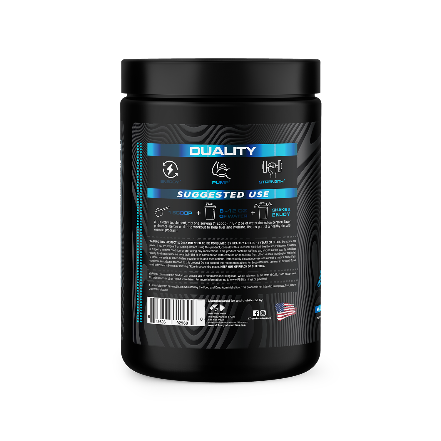 Duality Blue Raspberry Bottle Side Label