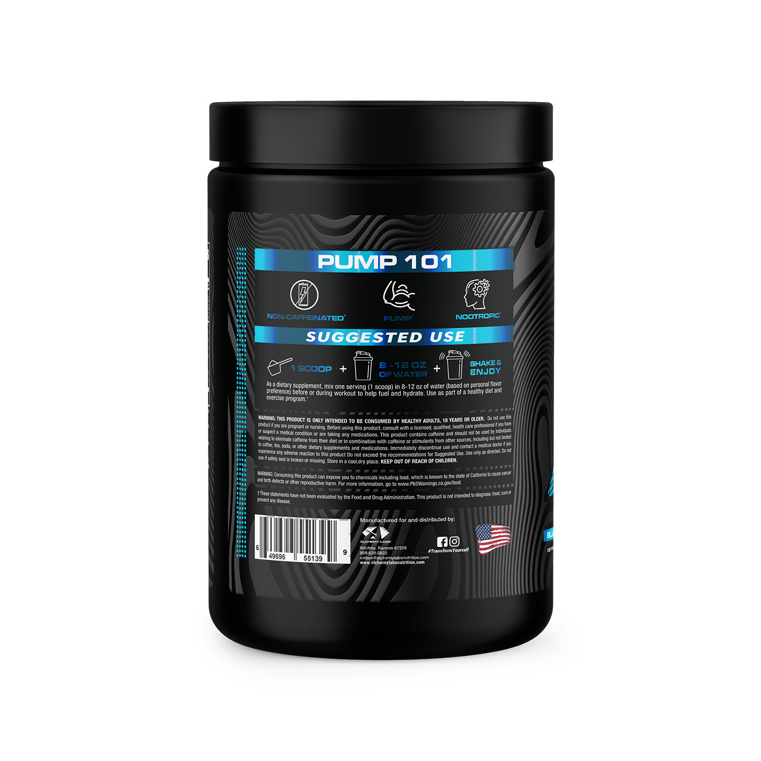 Pump 101 Blue Raspberry Bottle Side Label