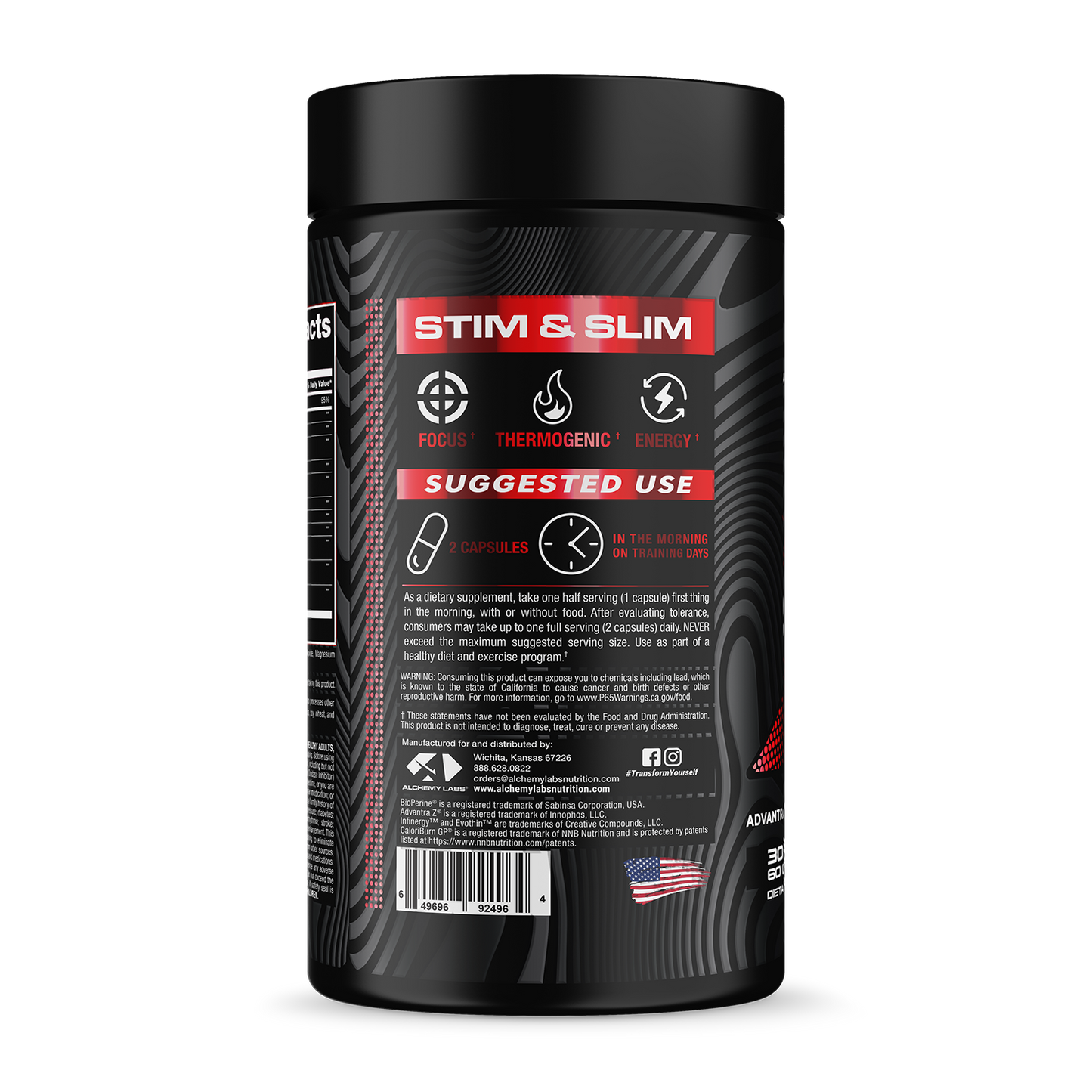 Stim & Slim Bottle Side Label