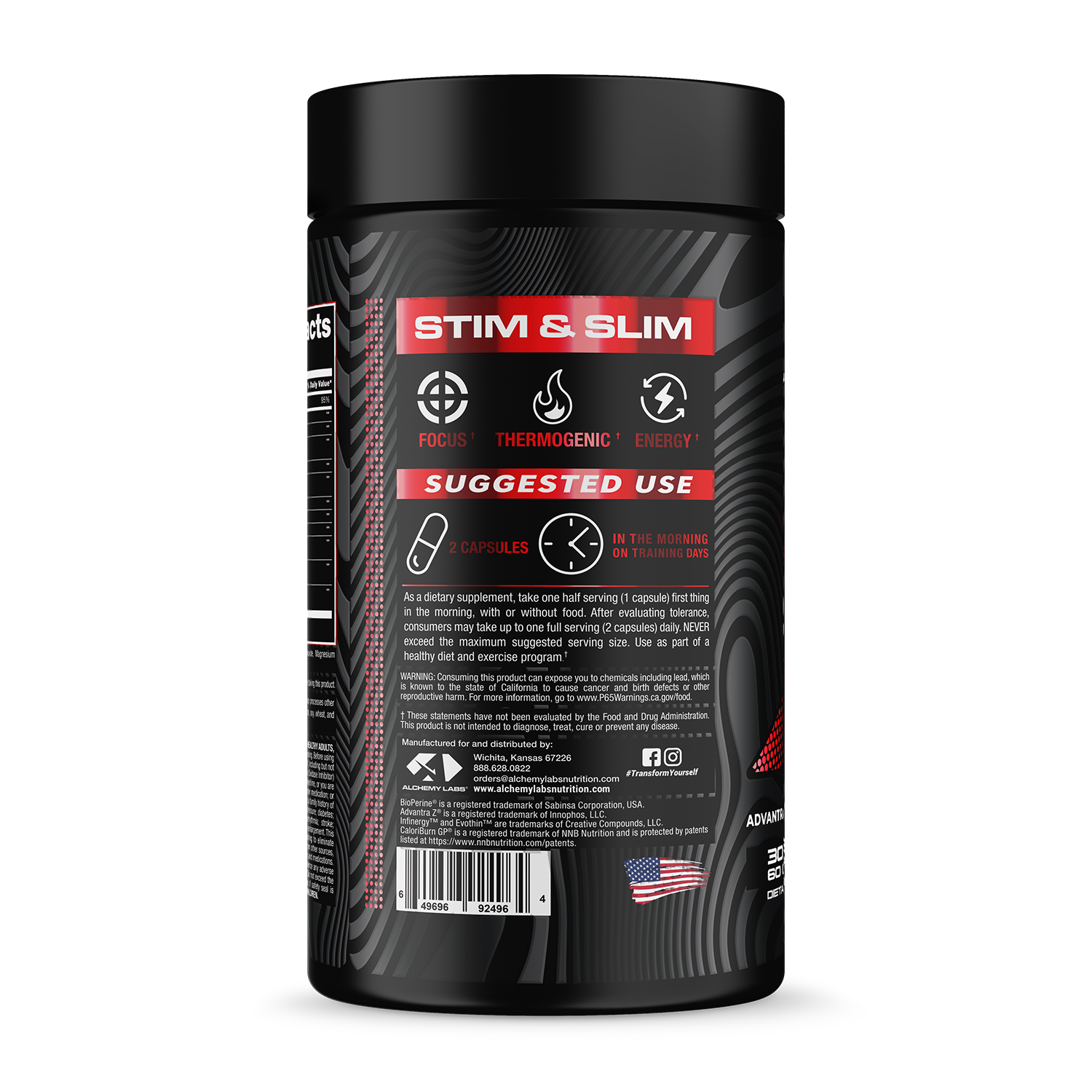 Stim & Slim Bottle Side Label