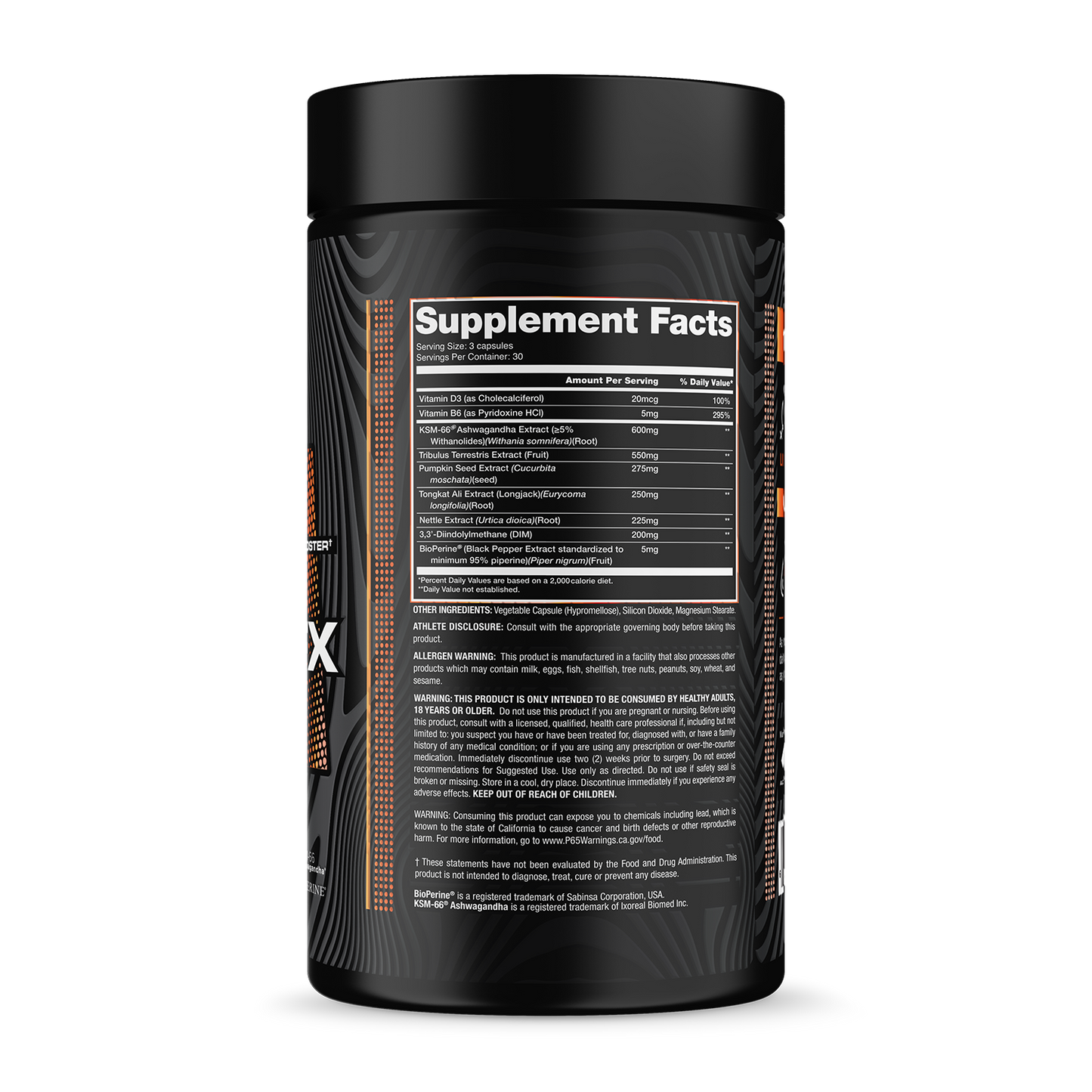 Test-FX Bottle Supplement Facts